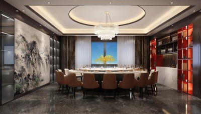 新中式酒店餐饮3D模型下载